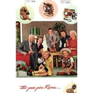 1948 Print Ad Revere 8mm & 16mm Projector Christmas Family Watching Home Movies!